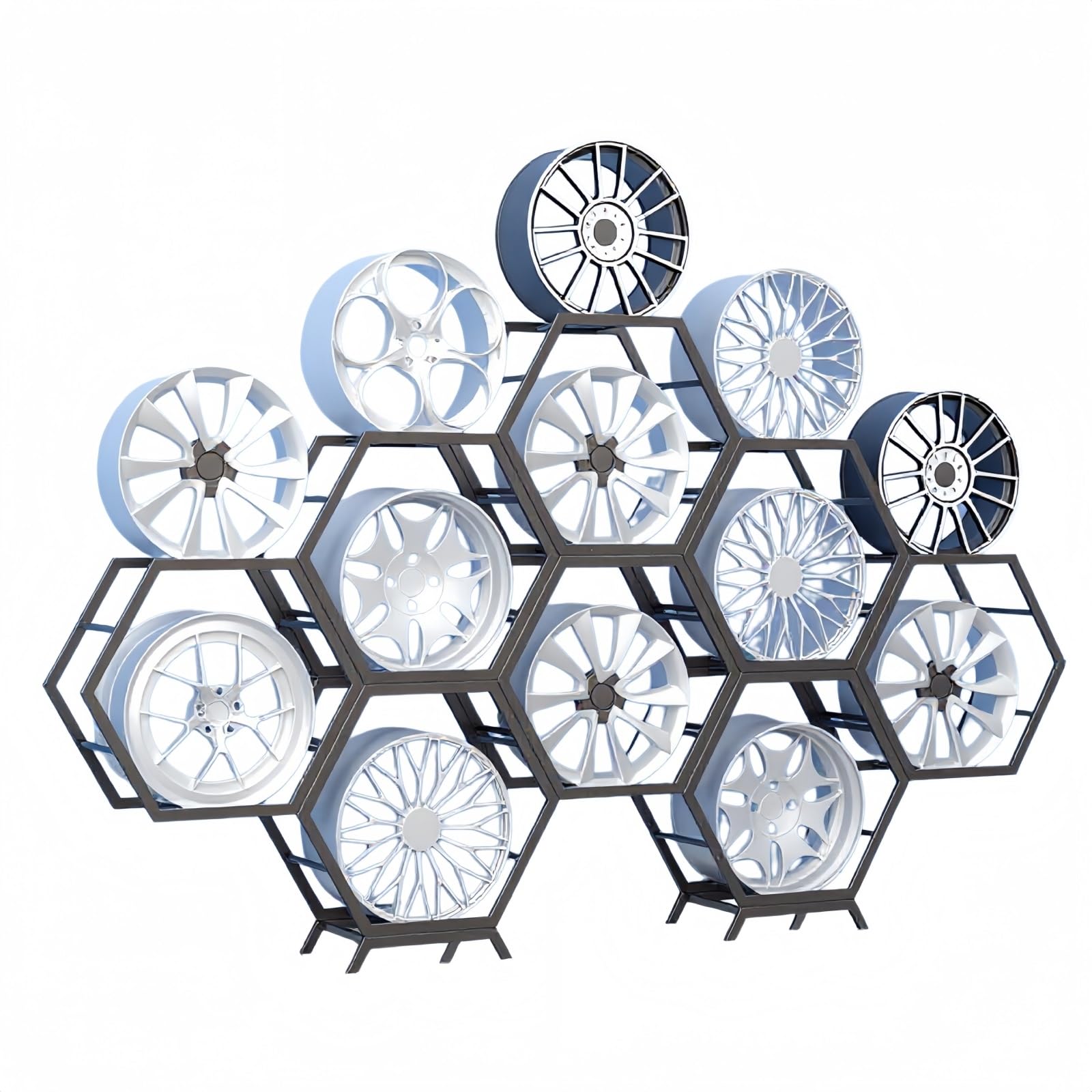 AKFNCJE Adjustable Car Rim Display Rack, Freely Combinable Rim Storage Rack