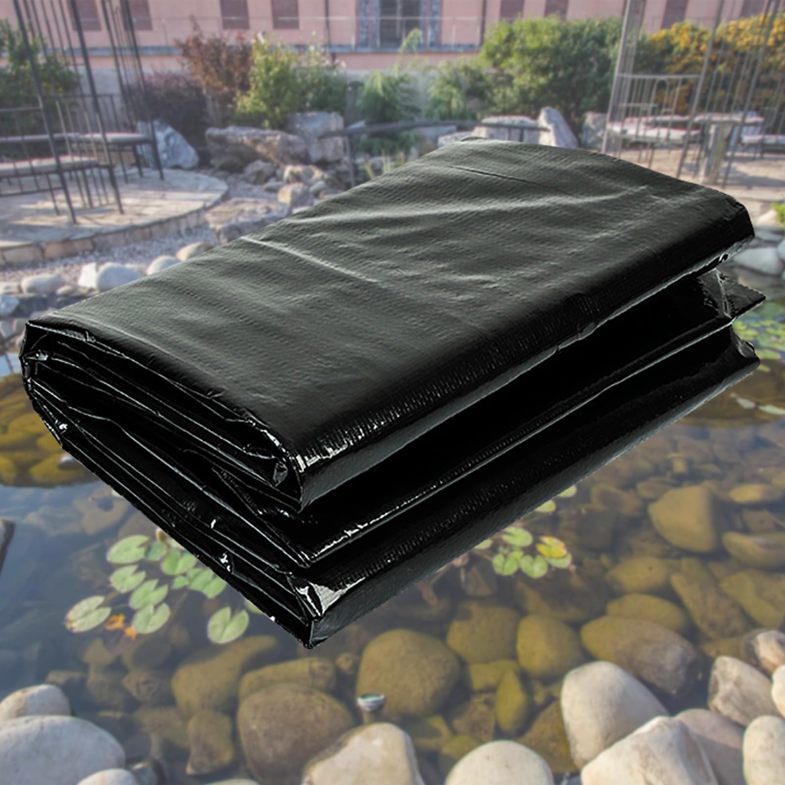 yeezoo20X20FT Reinforced PE Pond Liner, KOI Pond Liners for Outdoor Ponds, Enhanced 5-Layer Structure Pond Liner for Fish, Duck, Garden Raised Bed and Waterscape Pond(0.82oz/sq ft Thickness)
