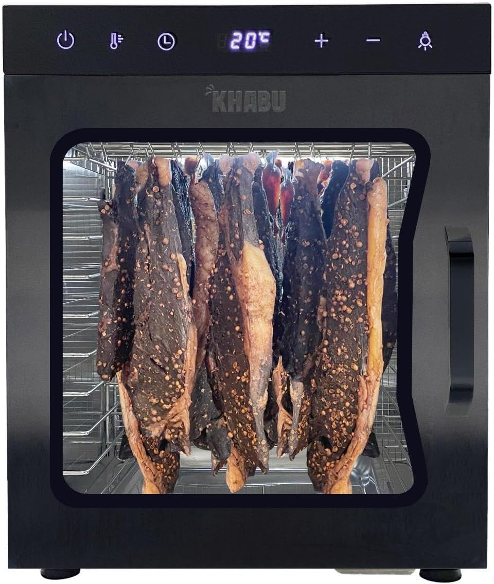 Stainless Steel Biltong Box Food Dehydrator and Drying Cabinet – Large 10 Trays, 5 Hanging Rods, with 20-90°C Temperature Control – Perfect for Drying Biltong, Meat, Vegetable & Fruit