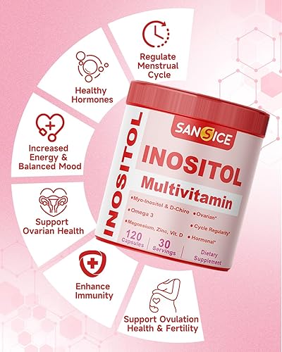 Miniatura 4 de Myo & D-Chiro Inositol Cápsulas Multivitamínicas, 2000 mg de mio-inositol y 50 mg de D-Chiro Inositol 40:1 mezcla, suplemento de vitamina B8