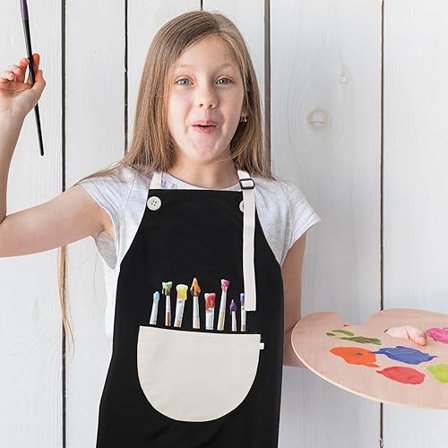 Miniatura 7 de Delantal de pintura de artista negro con bolsillo para pintura, cocina y manualidades (5-8 años)