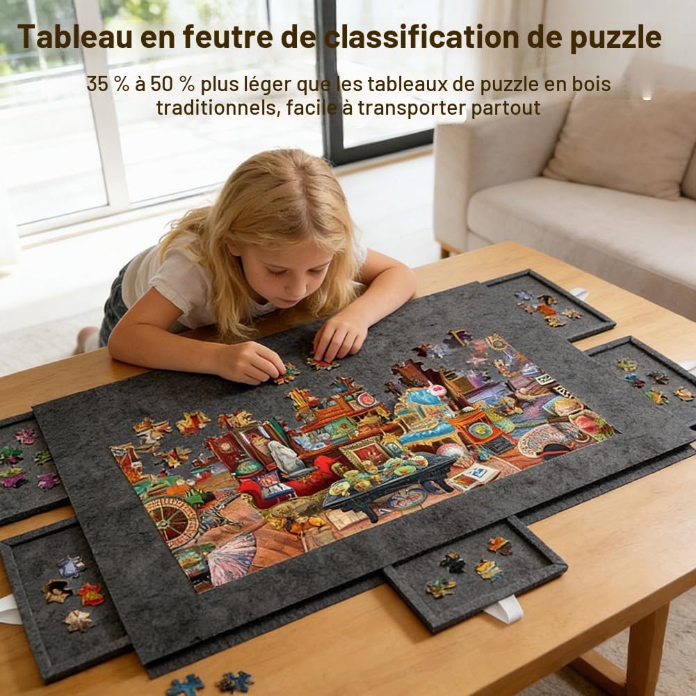 Table de Puzzle inclinable Gris foncé, Planche à Puzzle Portable avec 6 tiroirs, Support et Couverture, Plateau de Puzzle en Feutre Super léger, Accessoires de Puzzle Jigsaw jusqu'à 1000 pièces