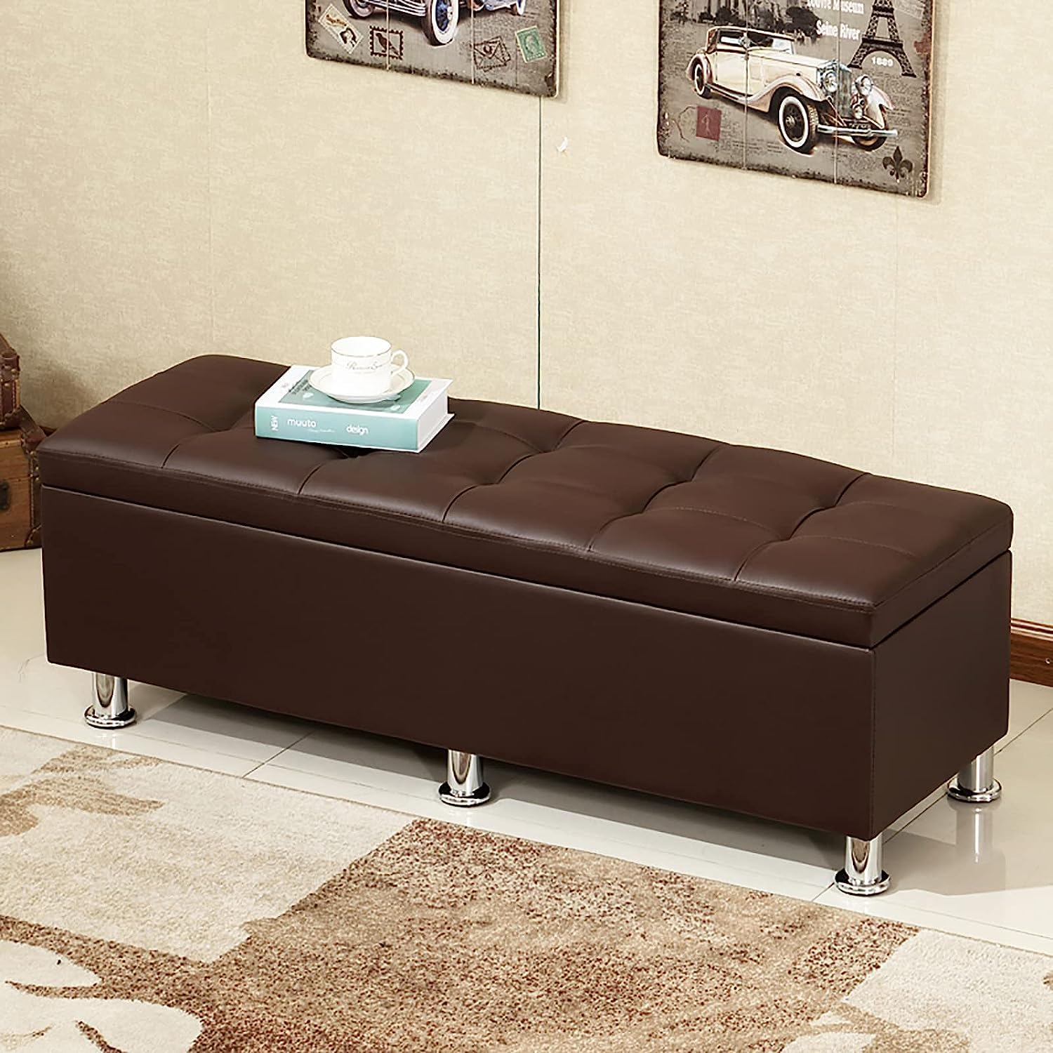 GHFXSCV Modern Faux Leather Storage for Entryway, 80x40x40 cm (31x16x16 inches), Stylish Footrest & nizer, Perfect for Living Room, Chic Home Decor Solution