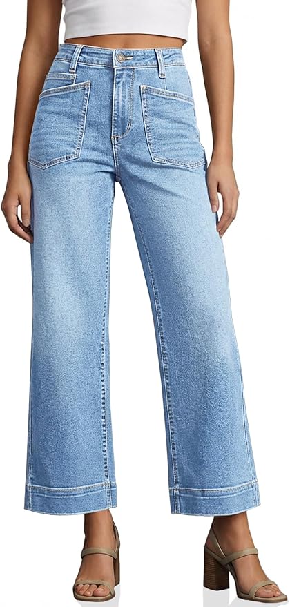 Light wash straight leg denim jeans women - stylish summer fashion