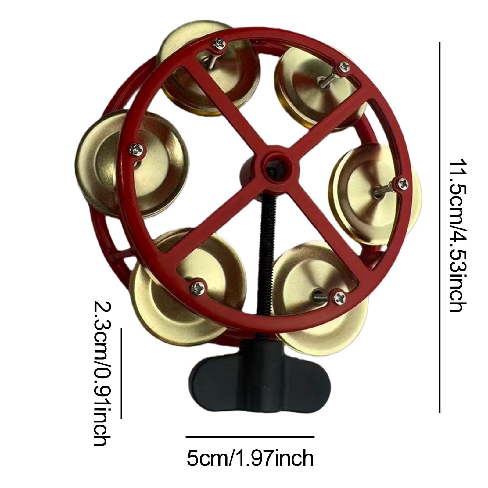 Oshhni Pandereta Hi Hat montable con de fila, accesorios de percusión compactos, piezas de musical, campana para escenarios, fiestas, KTV, Oro Rojo