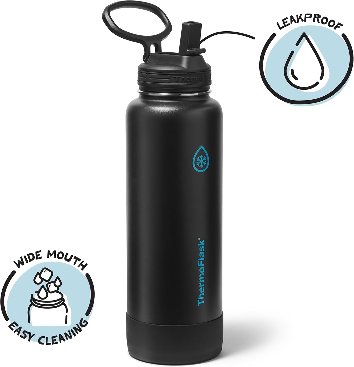 ThermoFlask 40 oz Double Wall Vacuum Insulated Stainless Steel Water Bottle with Straw Lid, Electric Eclipse - Image 3