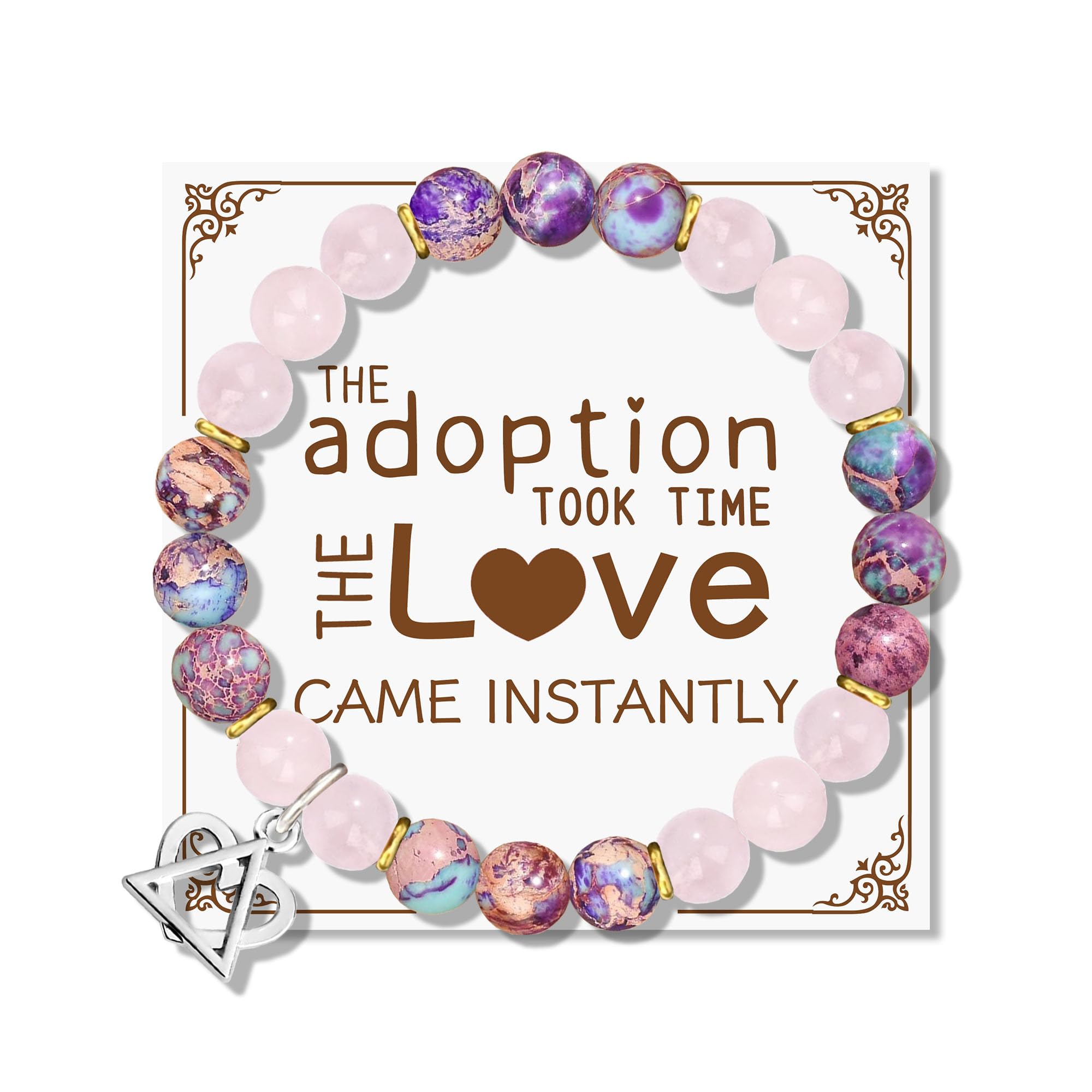 LZ EMOTION Natural Stone Adoption Bracelet Adoption Jewelry with Adoption Symbol Adoption Day Gifts for Adoptive Parents Gotcha Day Gift, Thank You Gifts
