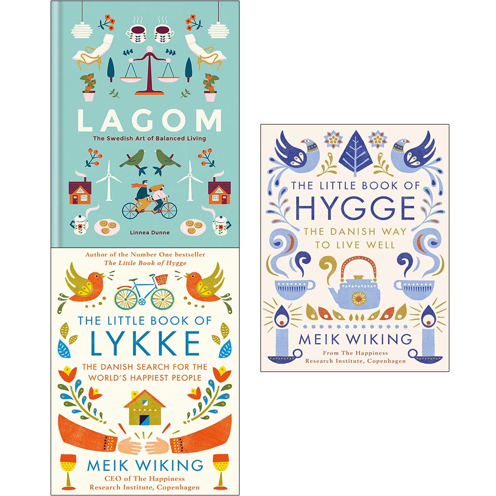 Lagom the swedish art of balanced living, little book of lykke, little book of hygge 3 books collection set