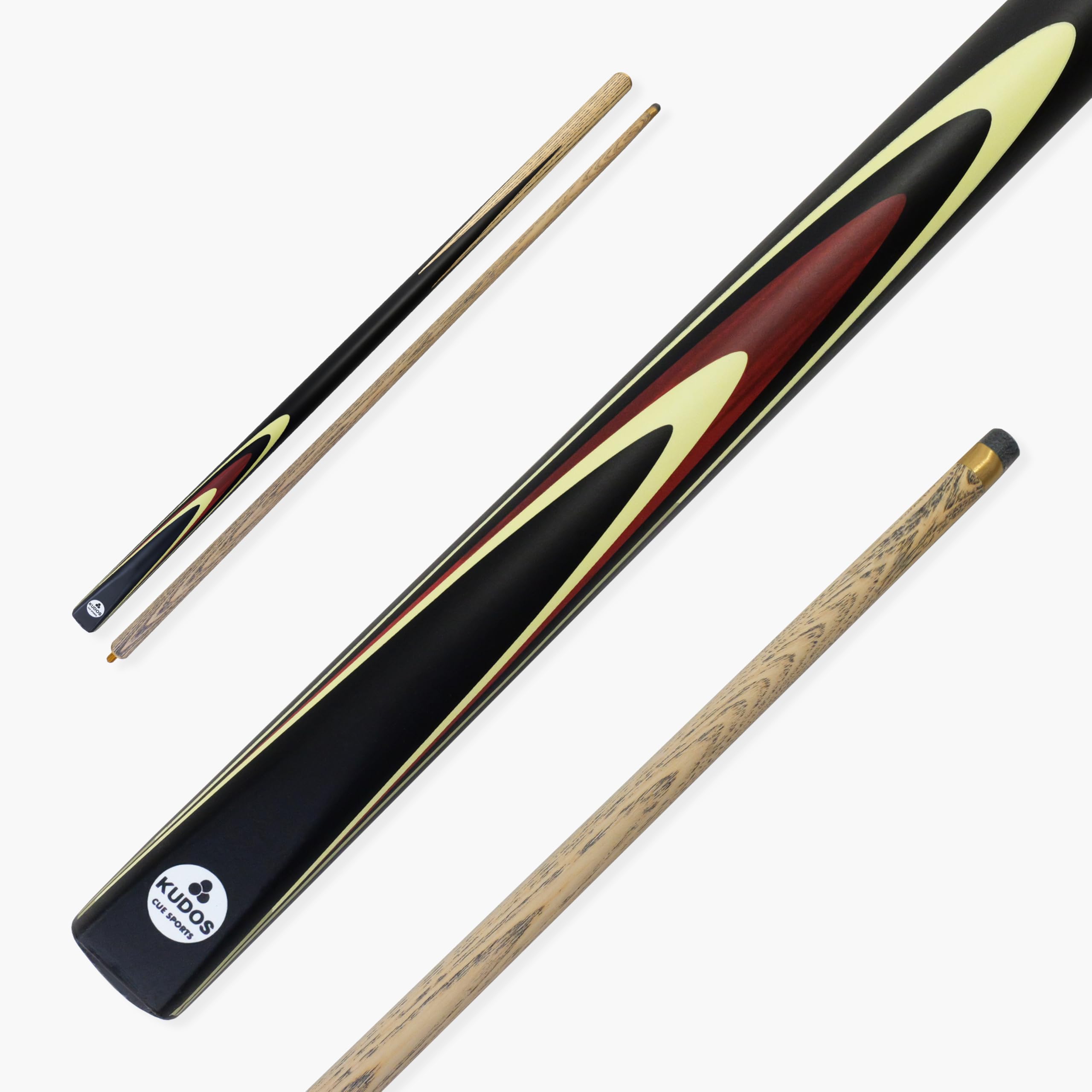 KUDOS Classic Range 57 Inch Heavy Weight 2 Piece Centre Joint Traditional Ash Snooker Pool Cue with 10mm Tip 20oz