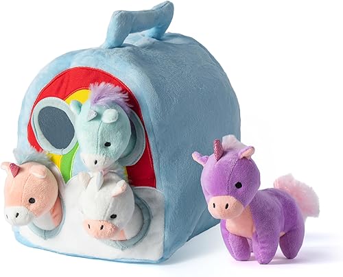 Hopearl Magic Unicorn House - Juego de juguetes interactivos de peluche para niños pequeños, regalo educativo de aprendizaje temprano para niños,