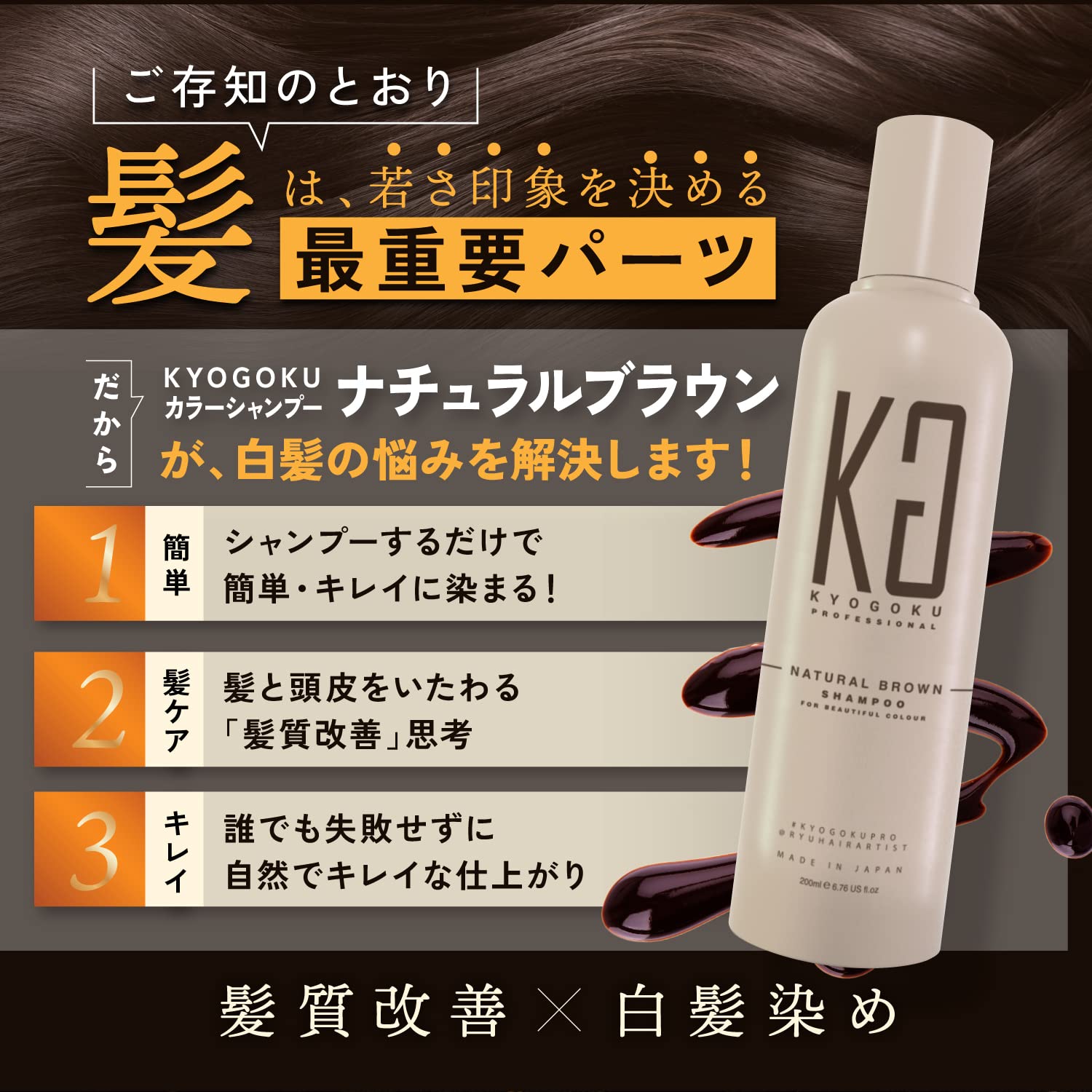 Amazon.co.jp: Kyogoku Color Shampoo, White Hair Dye Compatible