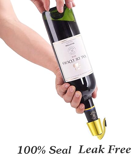 Miniatura 4 de Juego de 2 tapones de vino – Tapón de botella de vino de acero inoxidable con sello de silicona, conservador de bebidas reutilizable, conservador
