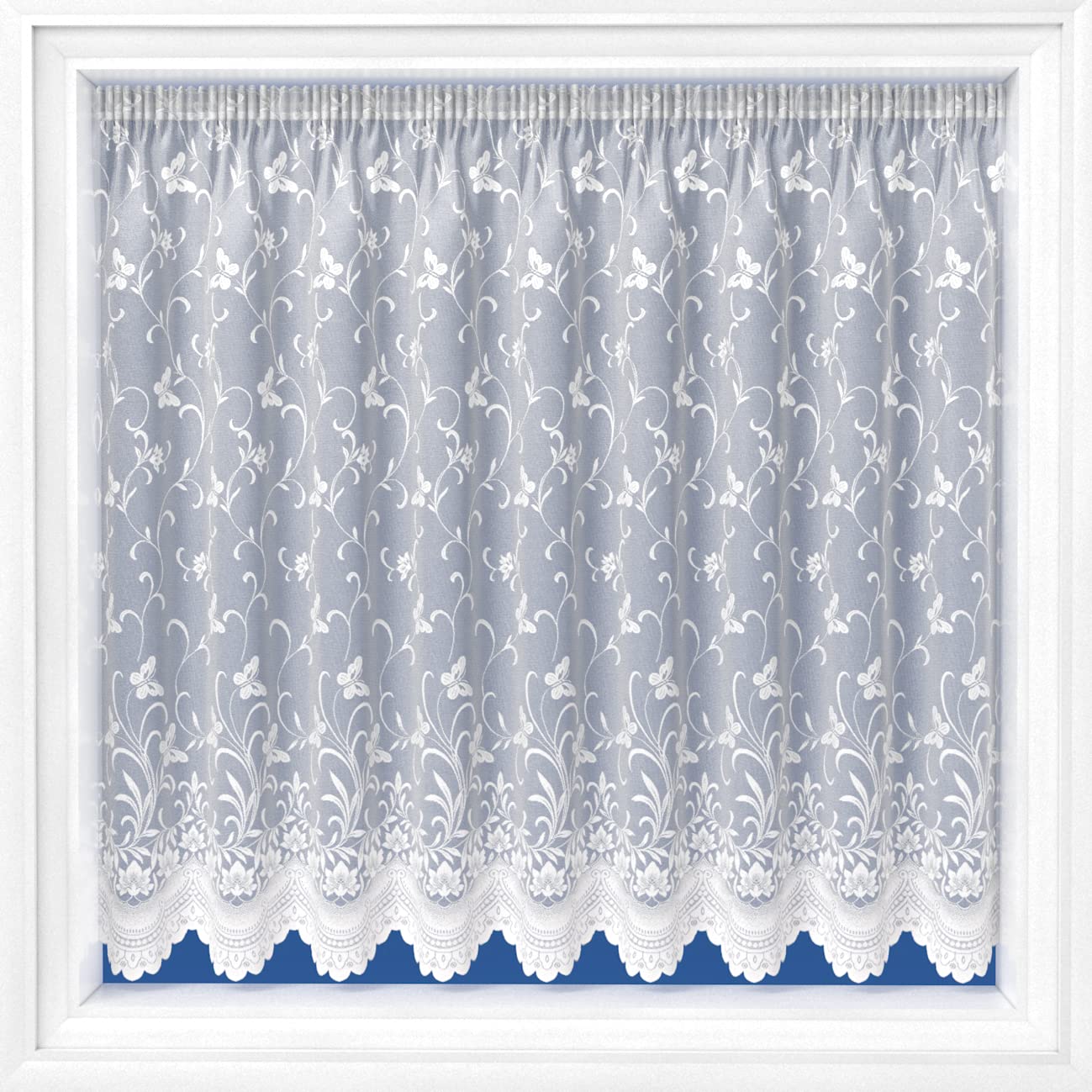 Home Expressions White Net Curtains, Butterflies, Flowers, Leaves and Stems Ready to Hang Slot top Sold by the Metre in Width (81" Drop (206cm) Approx)