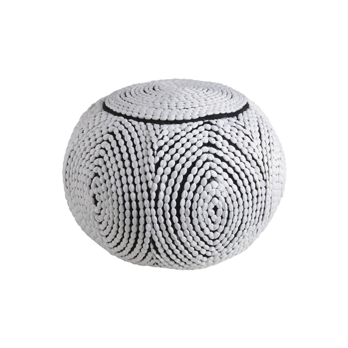 Pouf Boule Polyester AUBRY GASPARD diametre 50 cm siege d appoint en billes de polystyrene