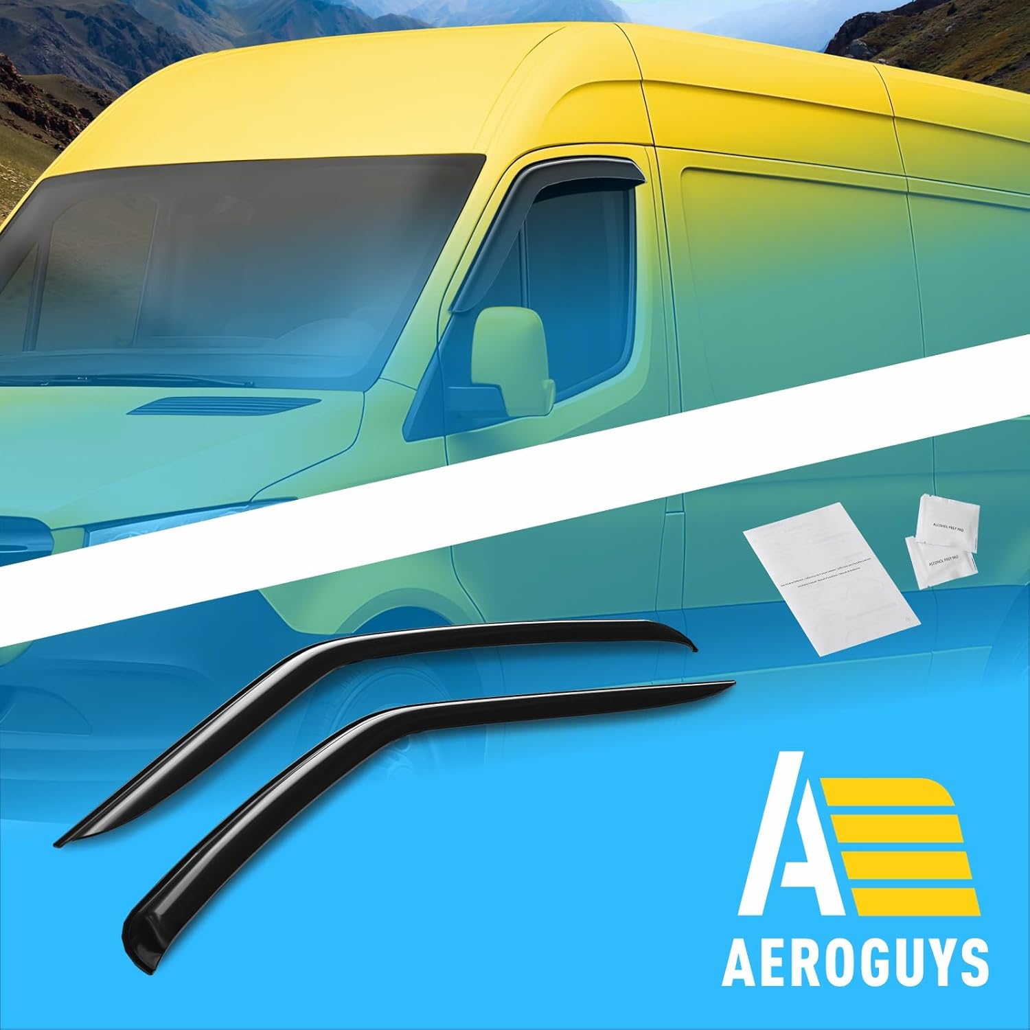 Extra Durable Window Deflectors Tape-On Window Visors Rain Guards Fit for Mercedes-Benz Sprinter 2019-2026, Sun Visors, Wind Vent for Shades, Exterior Car Accessories - 2 pcs. AG0989