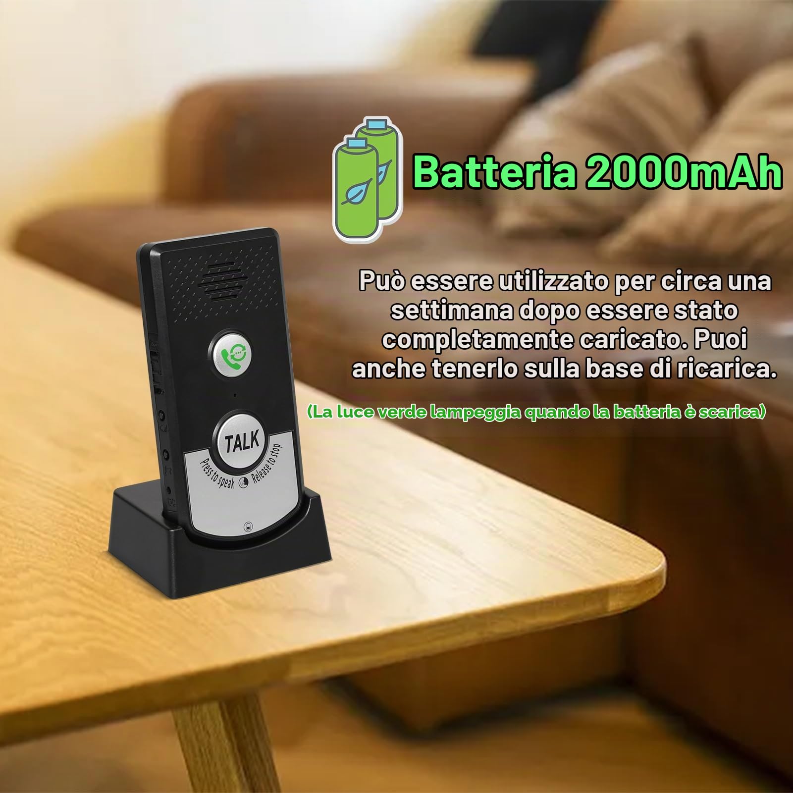 Sistema di Interfono Senza Fili 1000M, Citofono Vocale Campanello Citofono Vocale, Campanelli Per Interfono Senza Fili Interfono Vocale Bidirezionale, Intercomunicatore Wireless (Nero)