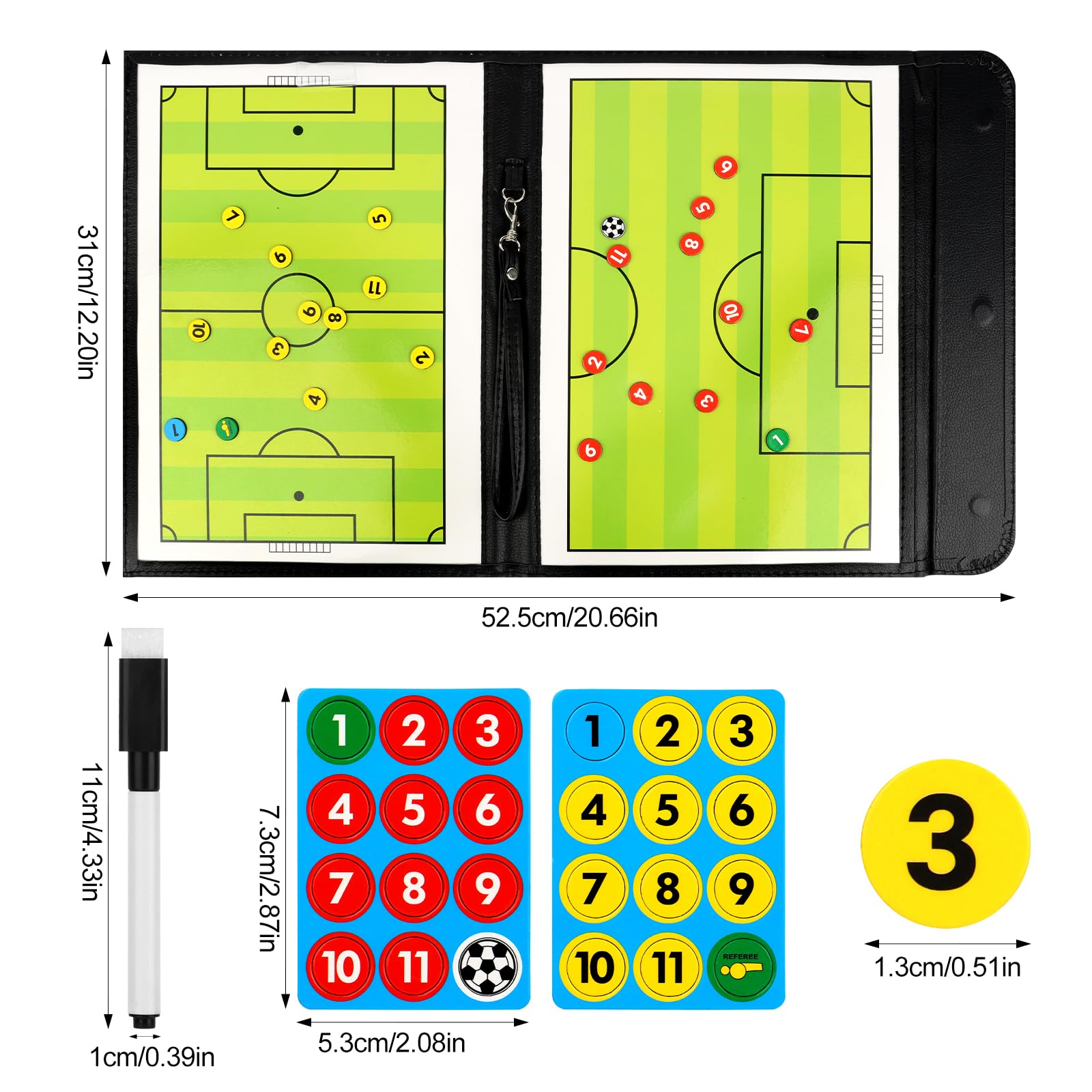 KEWUZY Coaches Lavagna Tattica, Calcio Allenatore di Board, Lavagna Tattica Calcio, con Matite e Magneti, per Insegnare e Formazione di Calcio