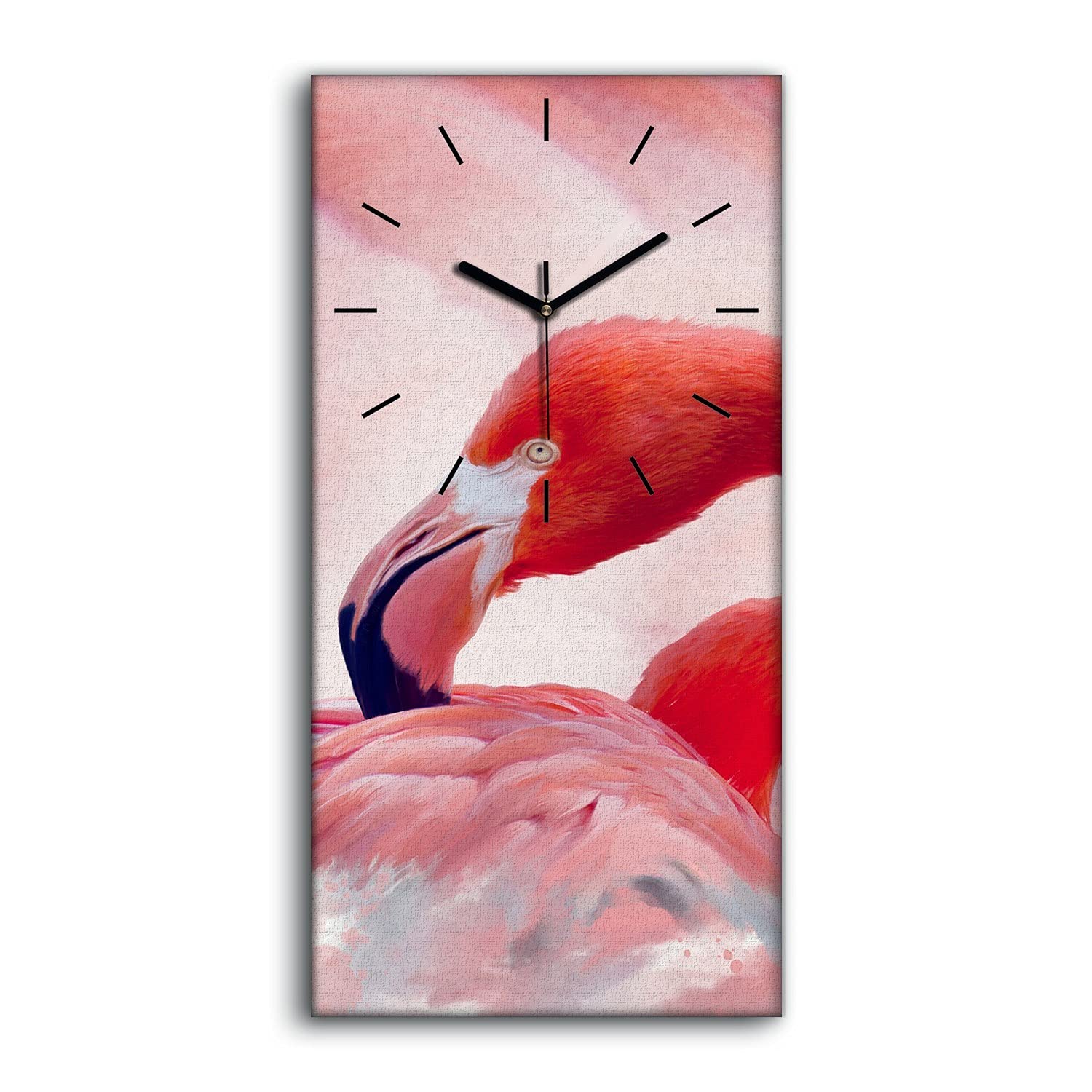 Horloge sur toile art moderne oiseau 30x60cm finition mains noires