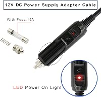 GINTOOYUN Autós Szivargyújtó - DC 7.9x0.9mm Adapter Kábel 12V 2A, 1,5m - Kamera, DVR, GPS, Bluetooth Hangszóró Töltő LED Jelzőfénnyel 2