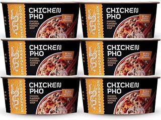 Snapdragon Chicken Pho Instant Noodle Bowl Six Pack, Rich Chicken Flavored Broth with Rice Noodles, Gluten Free, No Artificial Flavors, 6 2.1oz Bowls