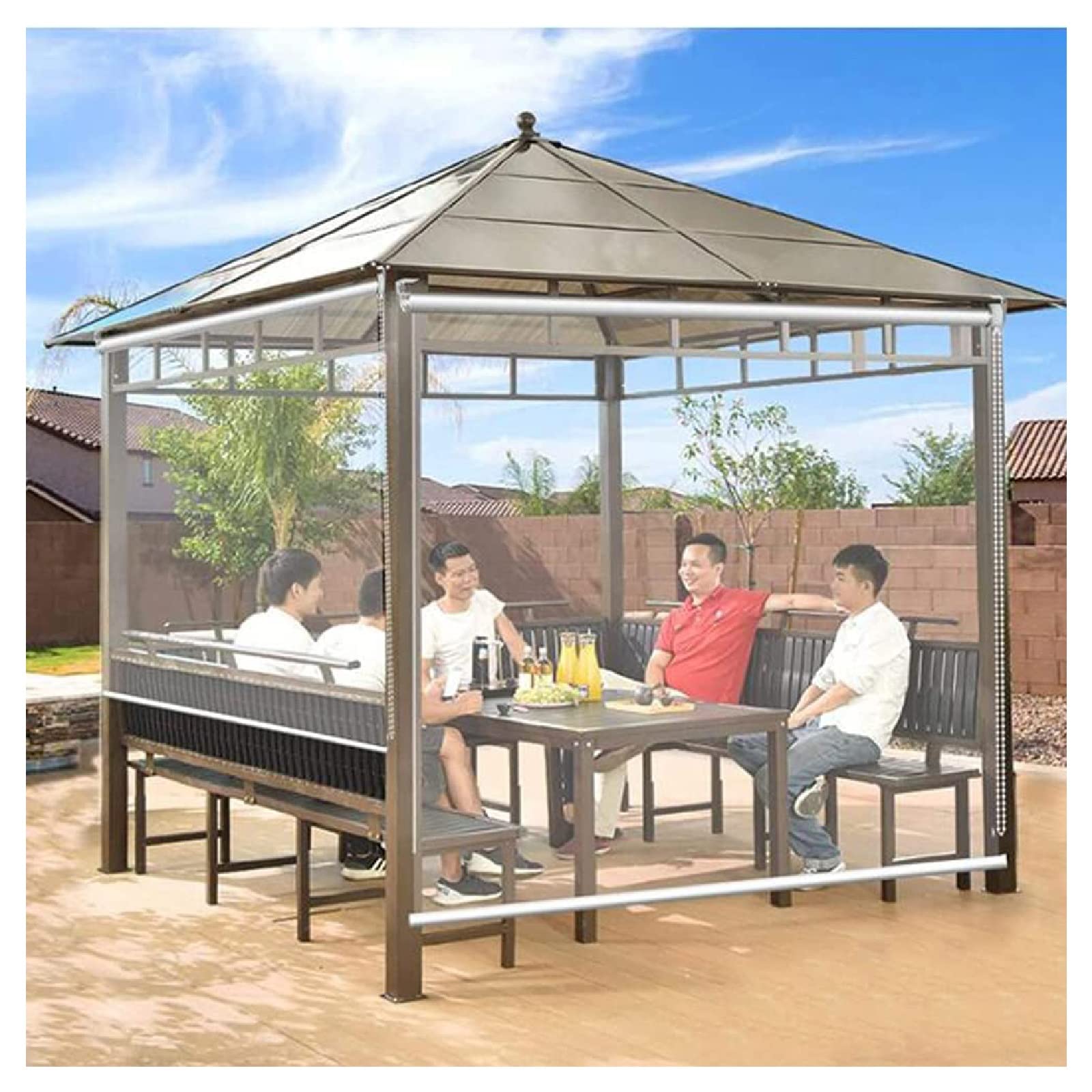 Partición ciega impermeable de PVC transparente para cerramientos de porches de madera