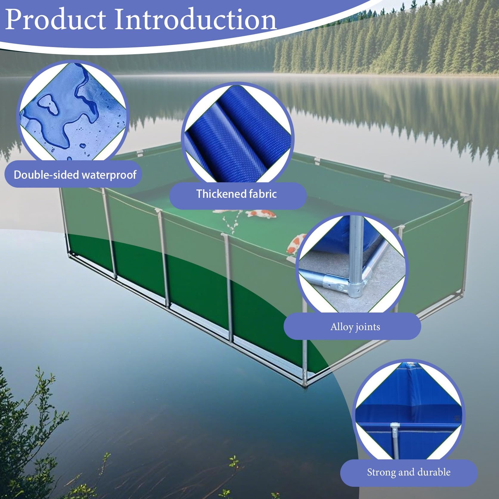 Aquarium-Teichbecken mit Rahmen und Ablassventil, PVC-Plane für oberirdischen Fischteich, Koi und Goldfische