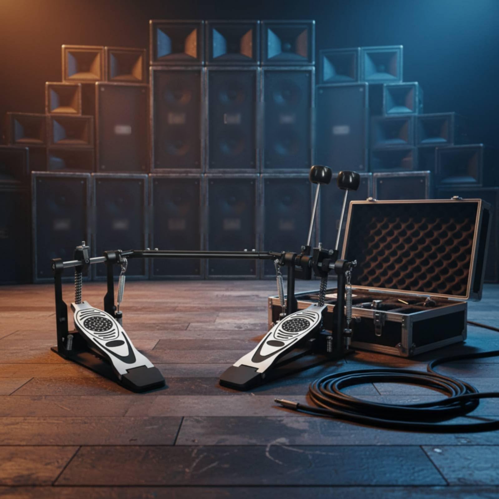 Drum Pedal Pedale Batteria Pedale Grancassa Doppia Catena Pedale Doppio in Lega con Controllo Precisione Regolazioni Molla E Battente Piastra