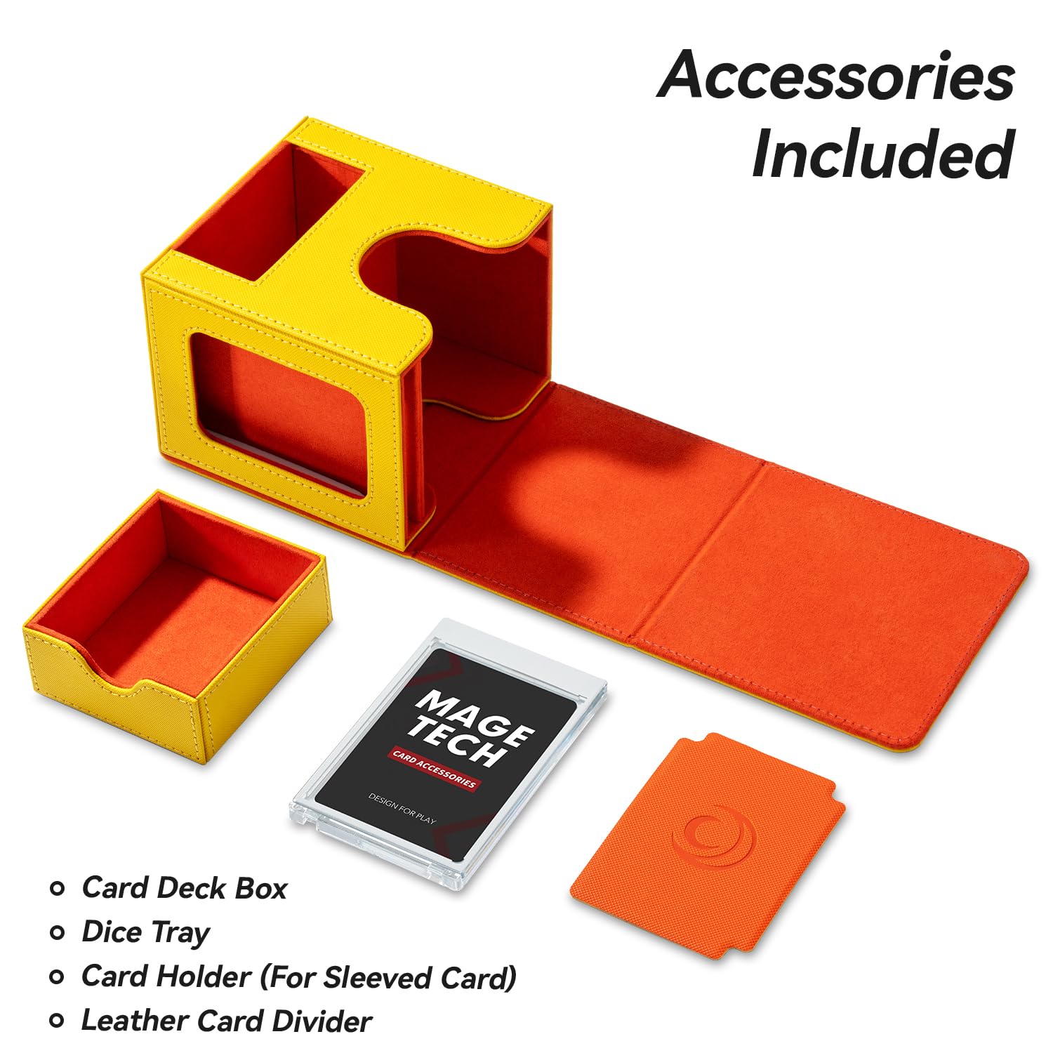 Mage Tech Scatola per mazzo di carte per MTG Commander, design brevettato, display Commander, adatta a 100 carte a doppia manica, vassoio per mattoni e dadi da 35 pt, pizza (L)