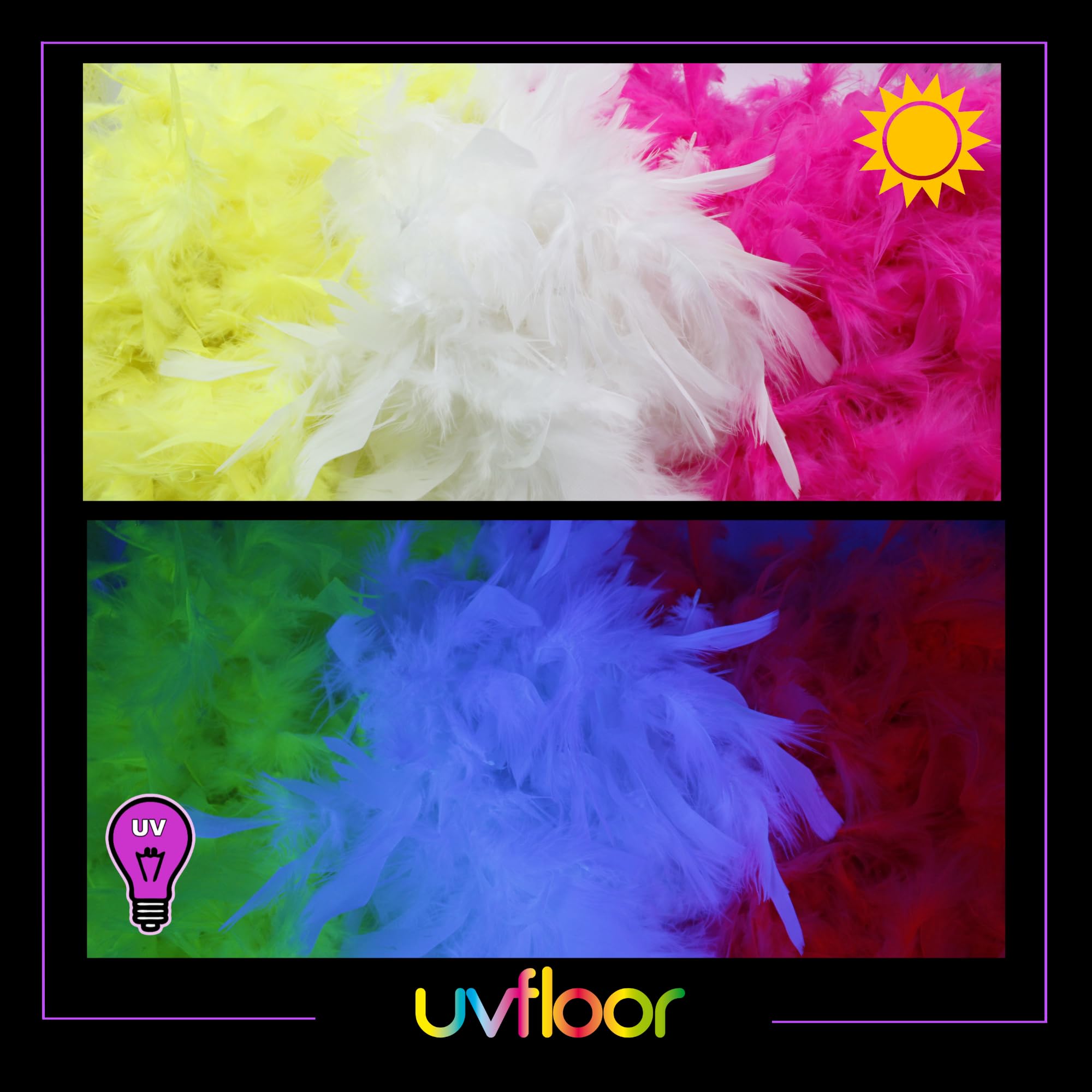 UV FLOOR - Boa En Plumes Fluo - Qualité Premium - Accessoire Fluorescent - Fête - Déguisement - 1m80 - Rose Fluo