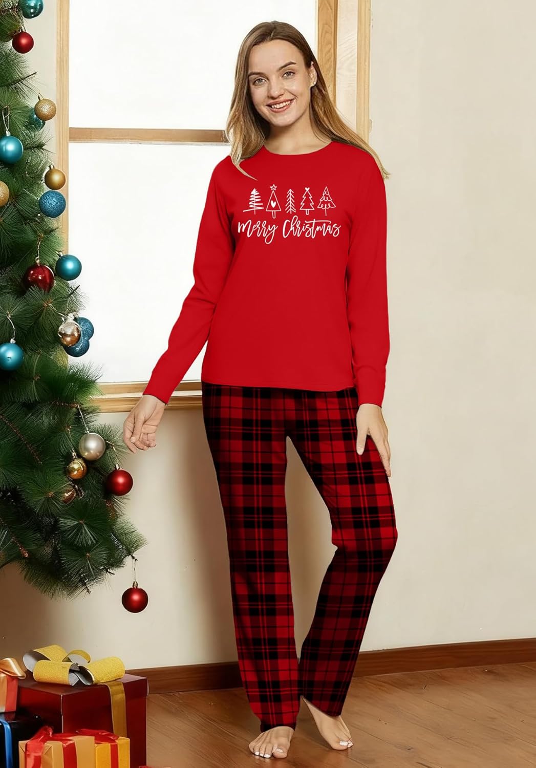 MEESHEEP Christmas Pajamas for Women: Xmas Pj Sets With Long Pant Holiday Party Long Sleeve Sleepwear Set - Image 4