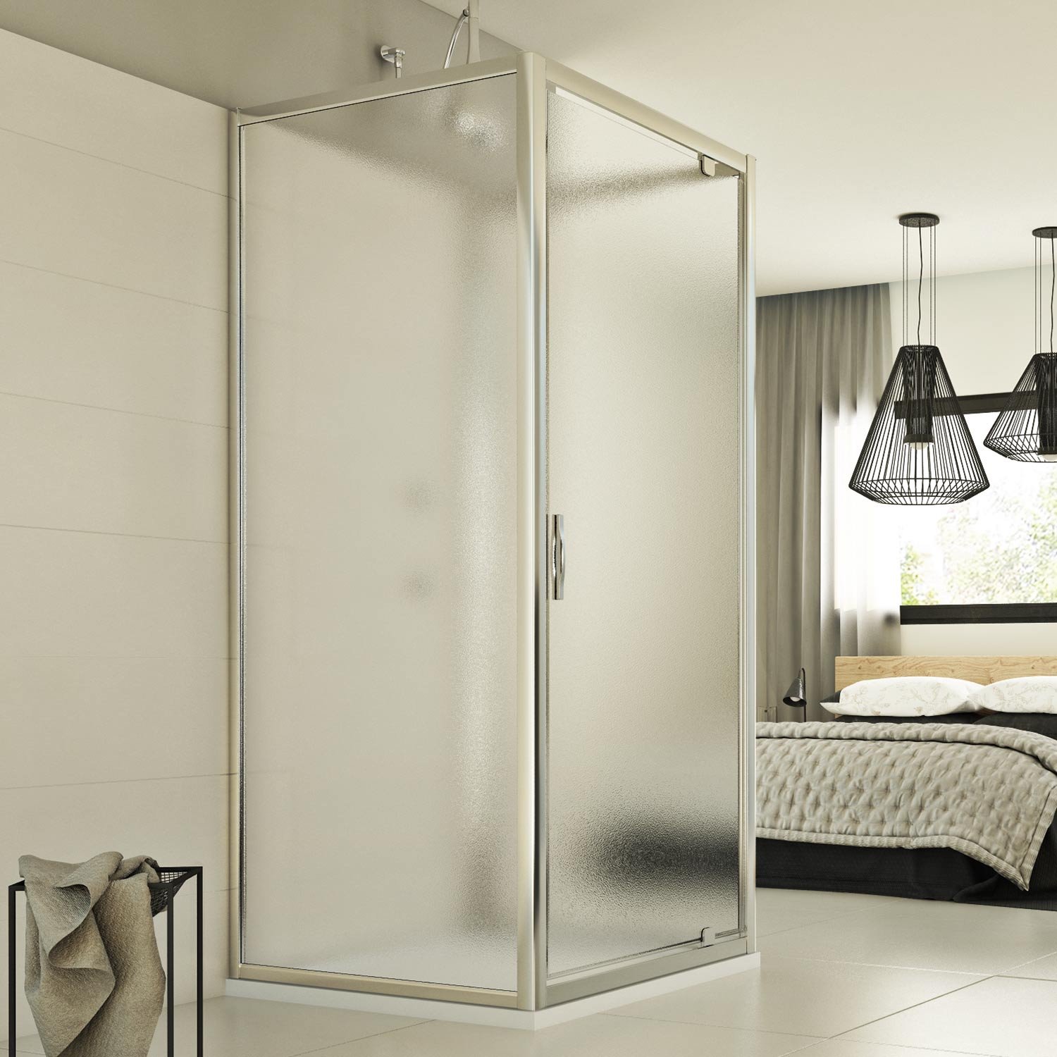 Cabine douche 3 côtés 90x100x90 CM H198 Opaque mod. Cristal Trio 1 Porte