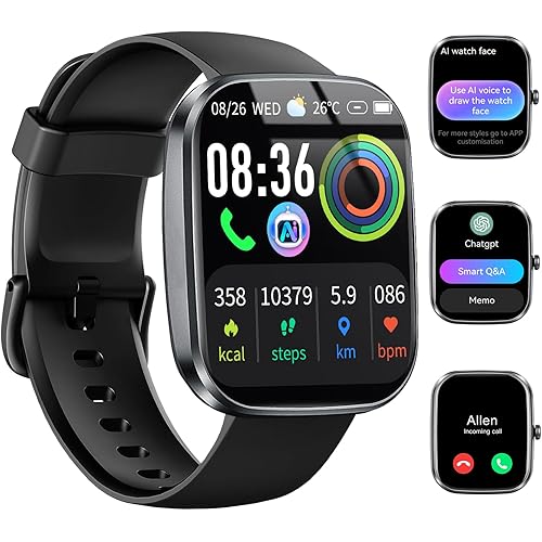 AI Smart Watch with ChatGPT, 1.91" Bluetooth Calling Smartwatch for Men Women, 110+ Fitness Modes Activity Tracker, Heart Rate/Sleep/Calorie Monitor, IP68 Waterproof Step Counter for Android iOS