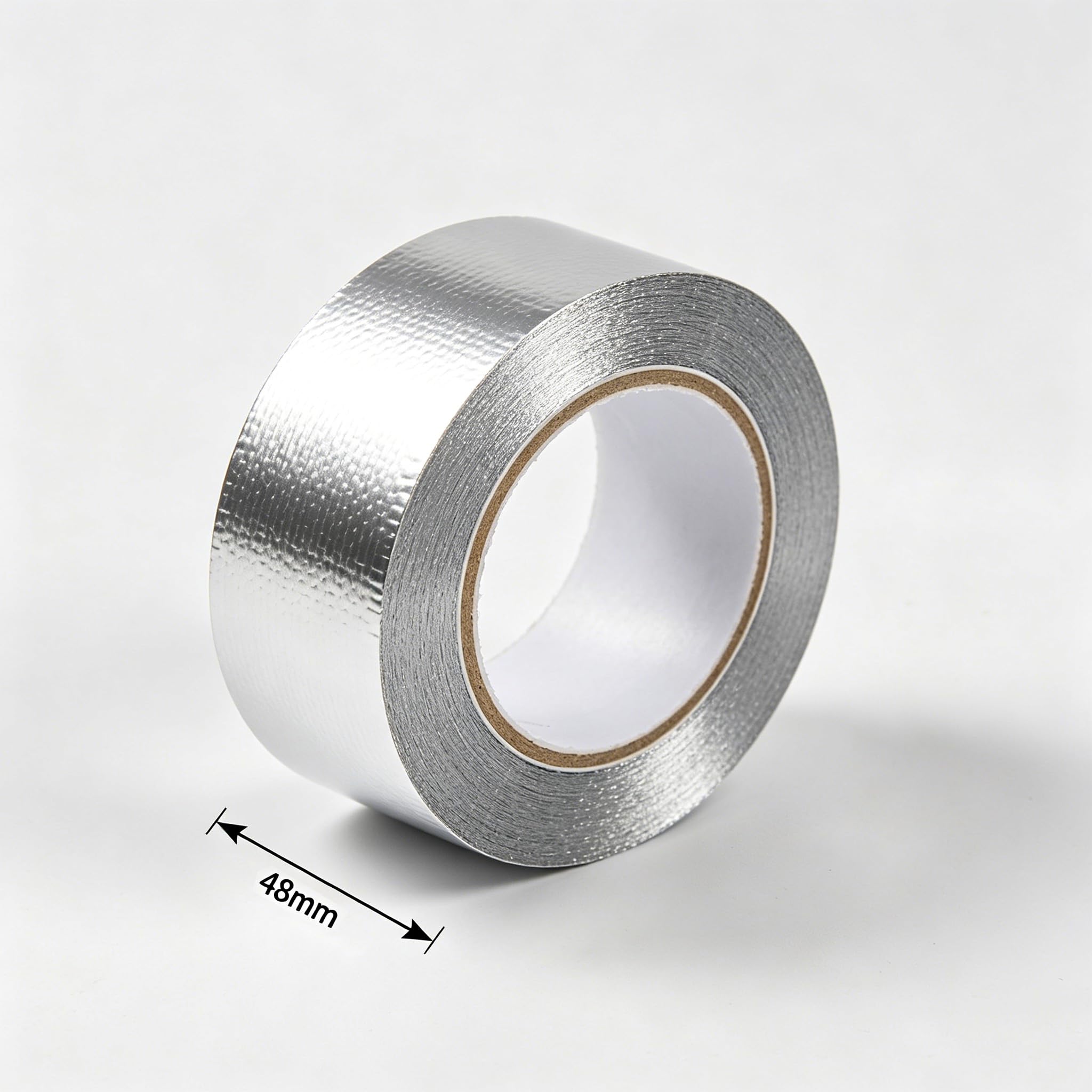 Cinta de Aluminio Adhesiva Resistente al Calor (2 Rollos x 25m) – Cinta Alu Reforzada con Fibra de Vidrio para Calefacción, Tubos, Coche, HVAC y Sellado – Papel de Aluminio Plata 50m