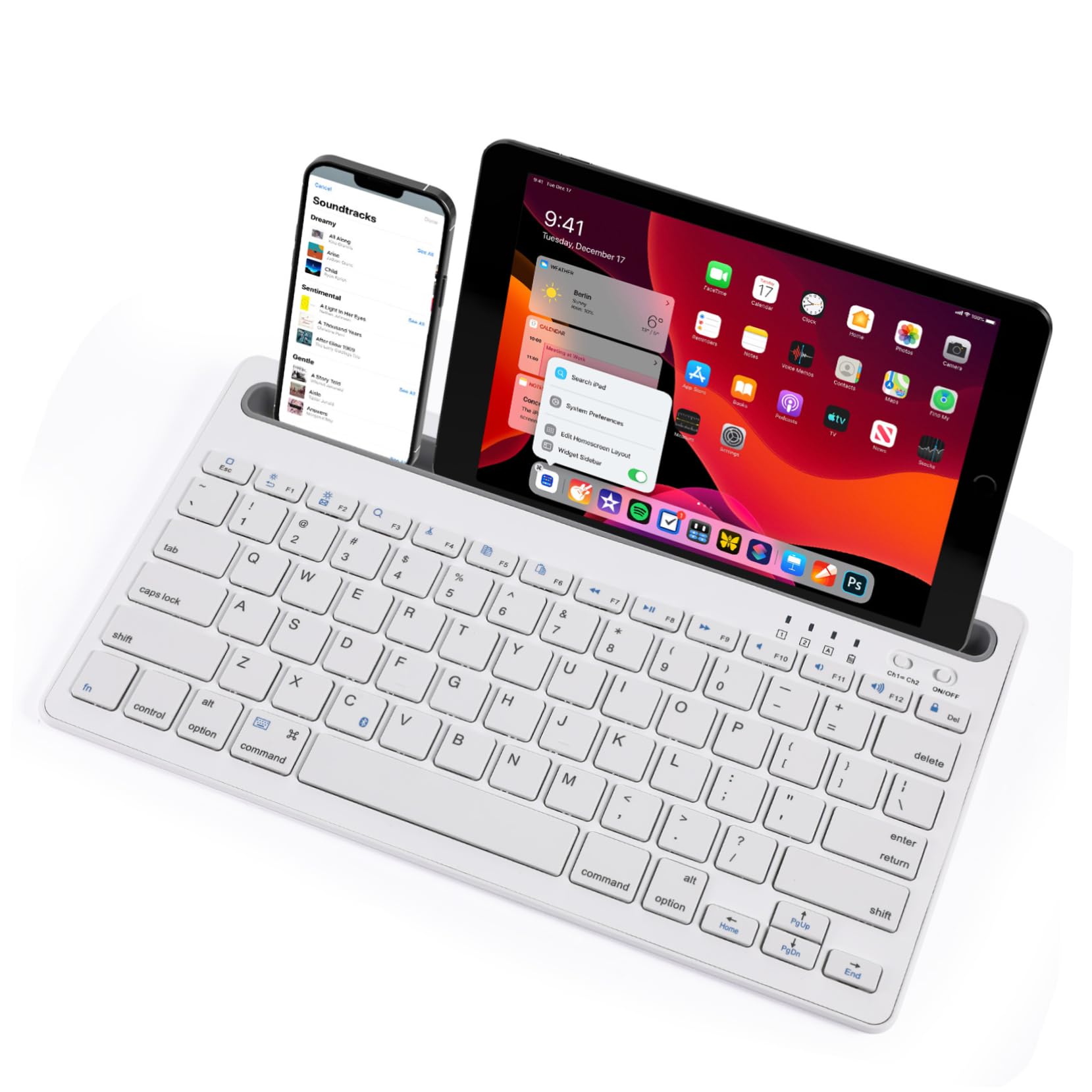 Tastiera Wireless Ricaricabile per Tablet e Smartphone Design Silenzioso e Materiali Abs e Ferro
