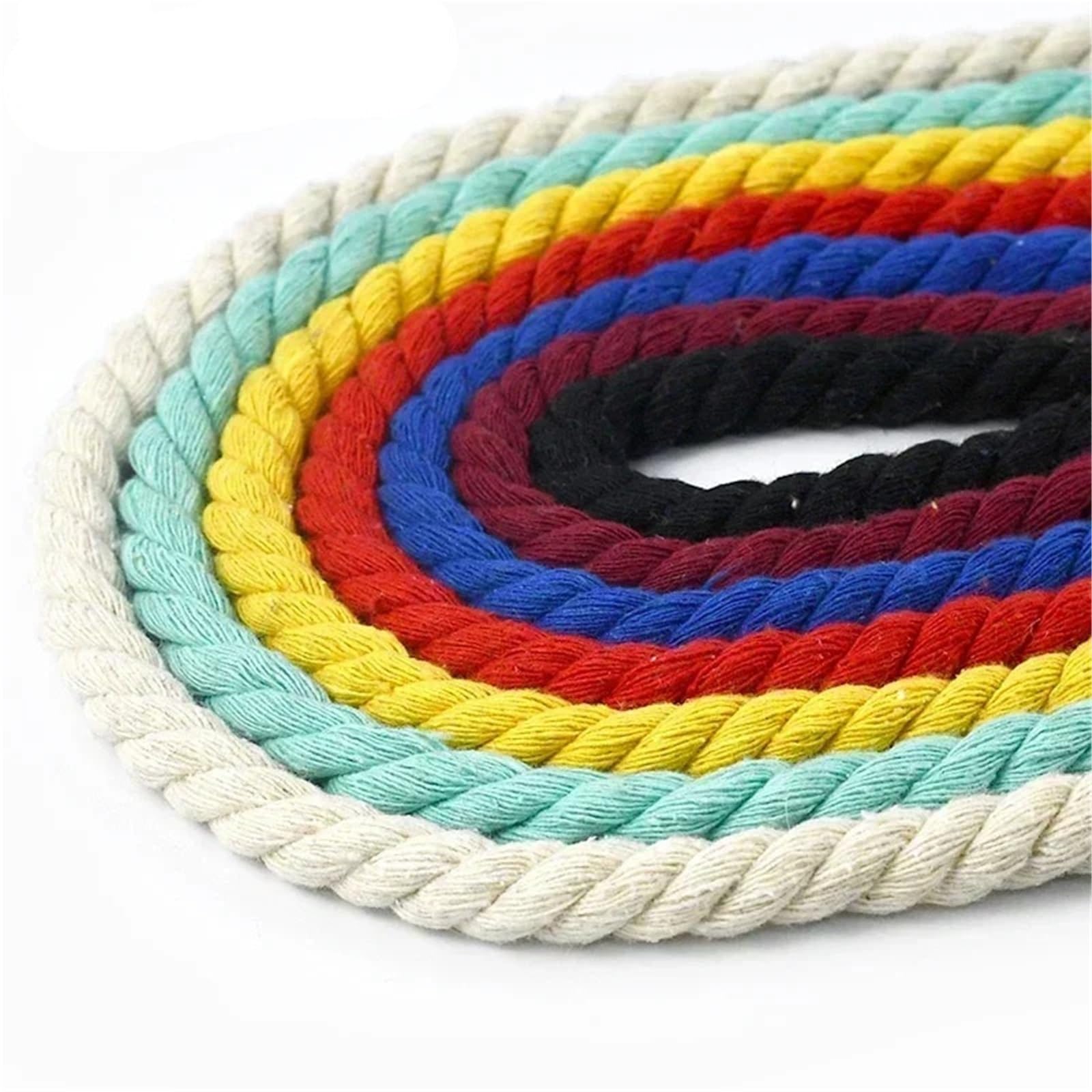 Hilo de Macramé Cordones de algodón Trenzados 5 Metros y 3 Partes, Cuerda macramé 5/8/10/12/20mm, Bolsa for decoración del hogar, Cinta cordón, Accesorios Costura DIY(Lakeblue,20mm-5Meters)