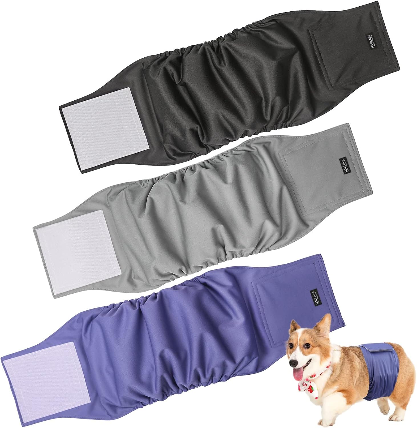 Washable Dog Diapers Male, Adjustable and Reusable Male Dog Wraps, Absorbent Dog Belly Bands for Incontinence and Training Male Dogs…