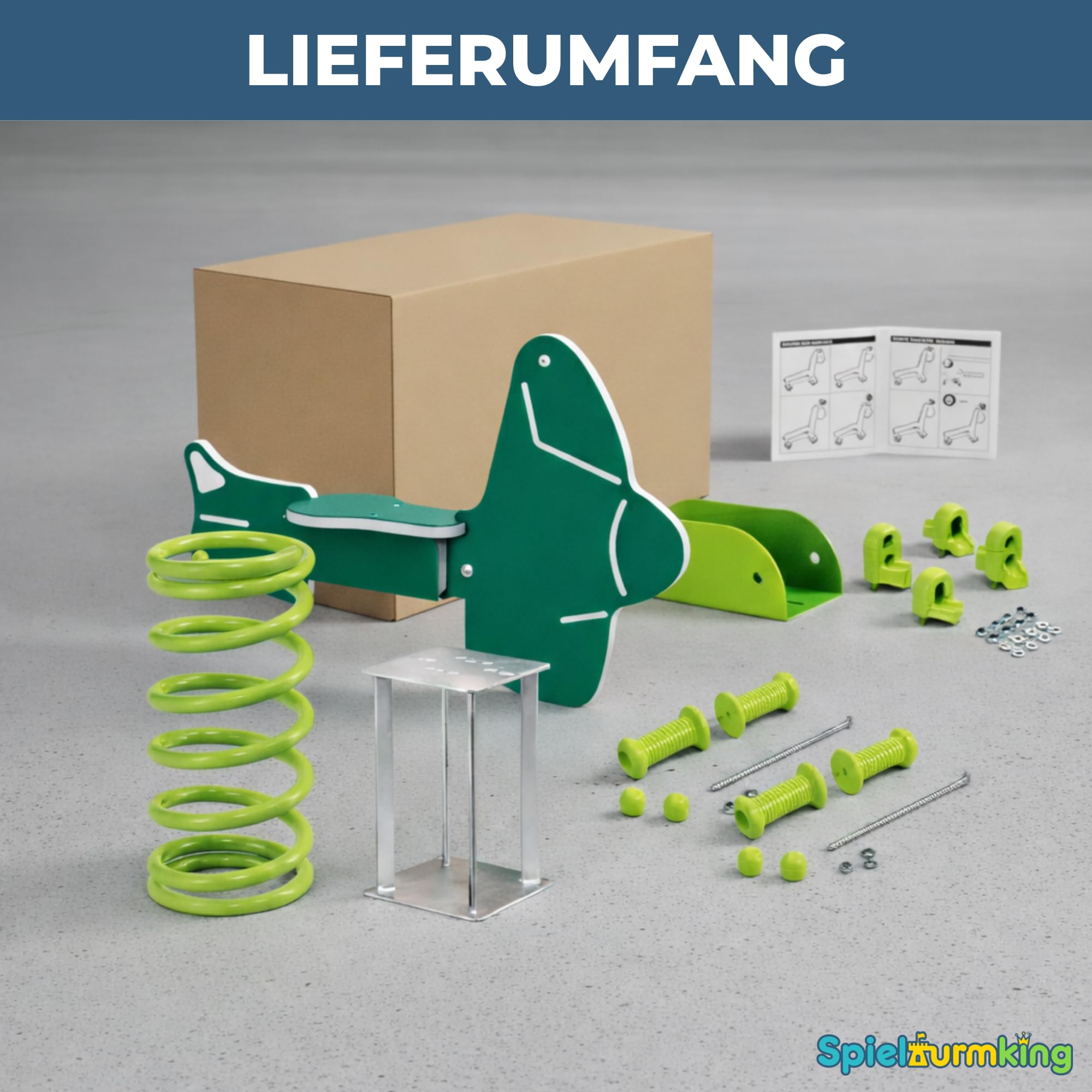 Federwippe Flugzeug Schaukelwippe DIN EN 1176 geprüftes | Wipptier für öffentliche Spielplätze, Kindergarten und Kommunen aus HDPE Kunststoff Federtier inkl Bodenanker