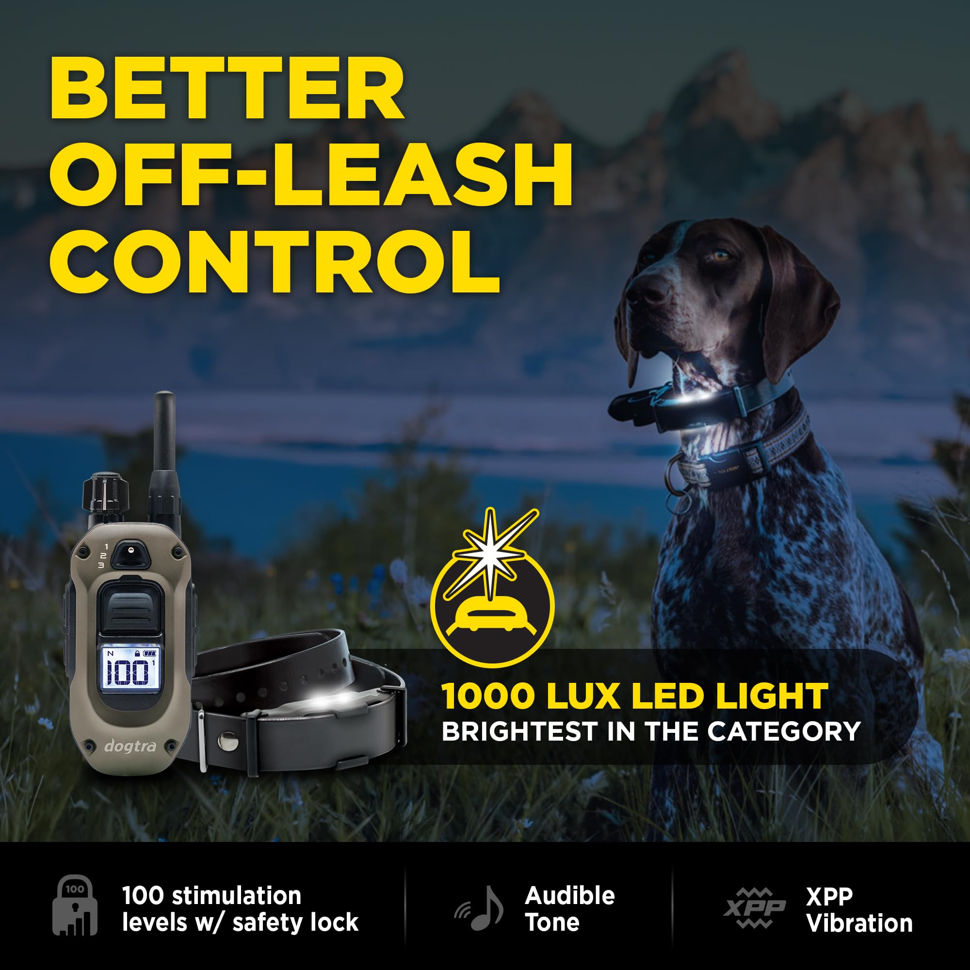 Dogtra ARC-X E-Collar para entrenamiento de perros, rango de 3/4 millas, para perros de 15 libras +, diseño delgado, IPX9K impermeable, 100 niveles de estimulación, vibración, tono, recargable, dueños