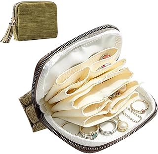 Schmucktasche Damen – kleines Samtkästchen mit Zipper, sichere Sortierung für Armreifen Ketten Charms Kostbarkeiten, platzsparendes Design, eleganter Auftritt unterwegs | Urlaub Büro Freizeit Schmuckp