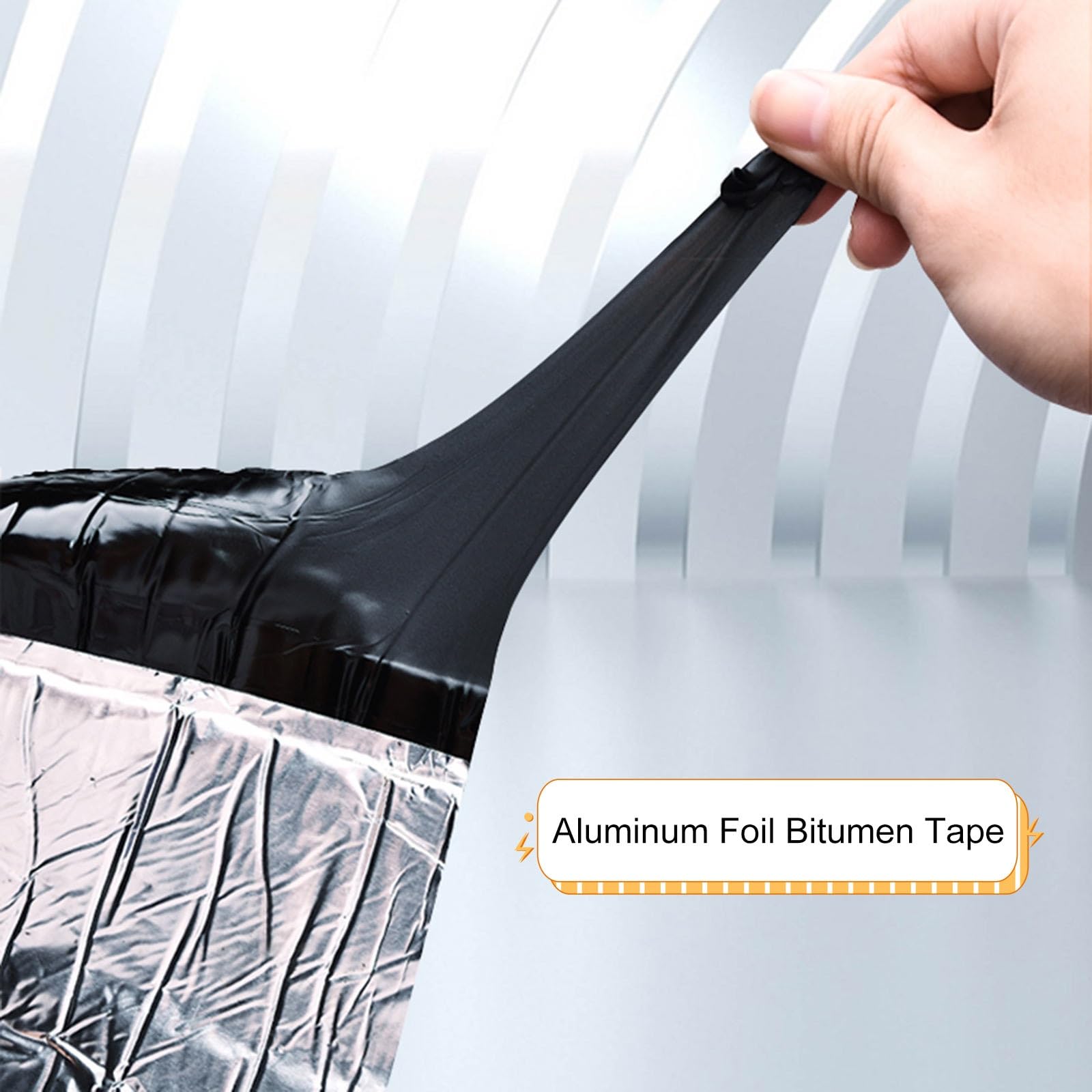 Cinta Bituminosa de Papel de Aluminio Protector de Techo Rollo de Contrapiso Cinta Tapajuntas de Asfalto Cinta Selladora de Reparación de Techos para Goteras en el Techo, Grietas en la Superficie(1.6x