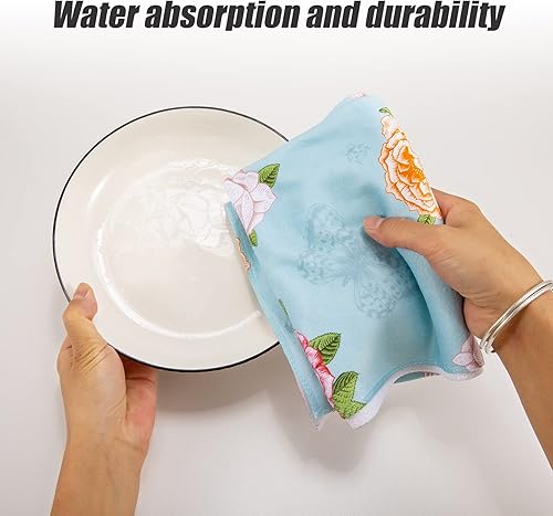 Miniatura 4 de QEES Paquete de 2 toallas de cocina de primavera, toallas de cocina con estampado floral de flores silvestres para cocina, 18 x 26 pulgadas, juego