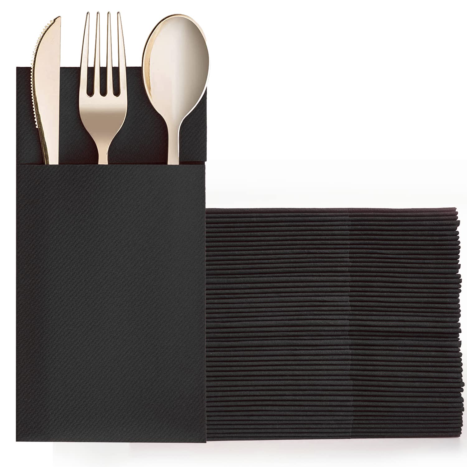 Sponsored Ad – Black Paper Dinner Napkins with Built-in Flatware Pocket Disposable Paper Cloth Like Hand Napkins Absorbent Napkins for Parties, Weddings, Events Linen-Feel (50 Pack,16x16 inches)