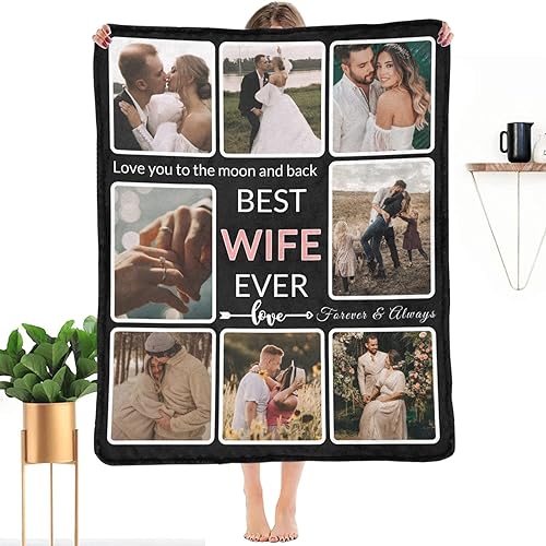 Miniatura 1 de Cobija personalizable con fotos haz una cobija personalizable con imágenes para el recuerdo regálale a tu esposa una manta sublimada decorativa Best