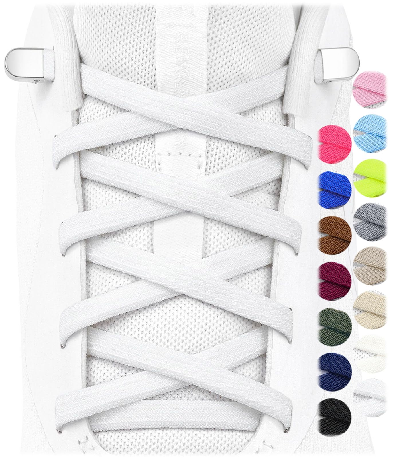 stepace 2 pairs elastic no tie shoe laces for kids and adults sneakers stretch flat tieless shoestrings