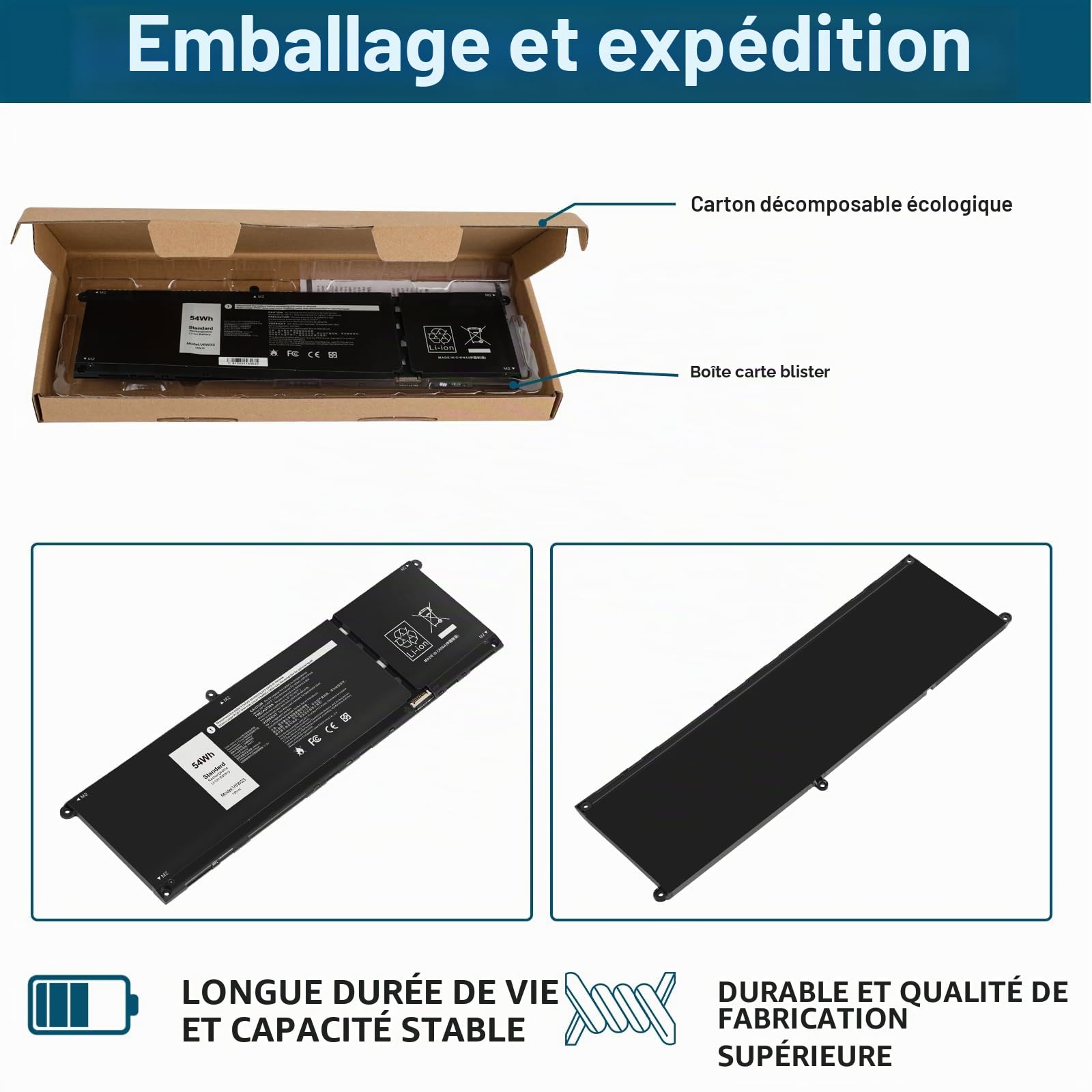 ASUNCELL V6W33 Batterie d'ordinateur Portable pour Dell Vostro 5510 5515 3510 3420 3520, Latitude 3520 3320 3420 3330, Inspiron 5510 5410 3511 3525 5410 3510 5625 3515, 15V/54Wh