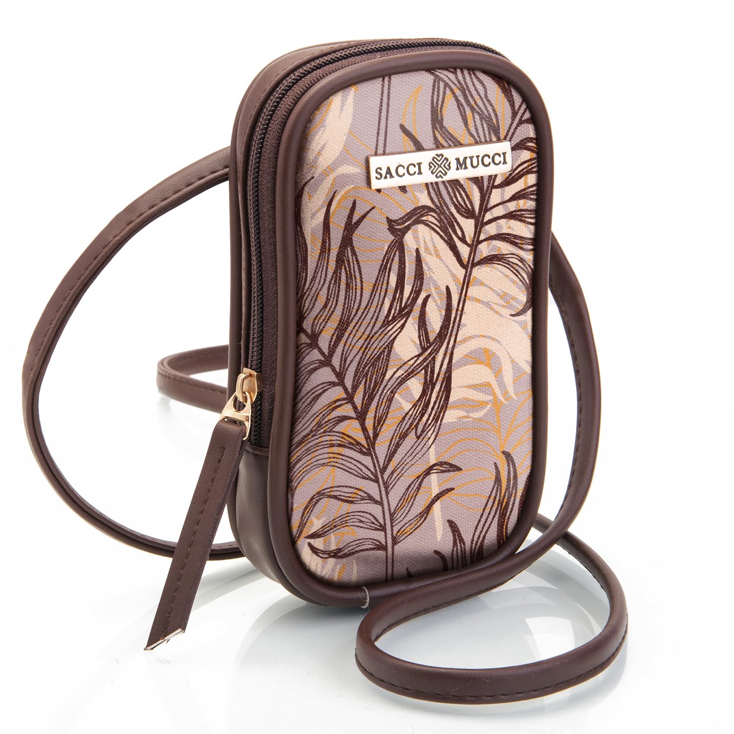 SACCI MUCCI Phone Pouch, Mobile Bag, Womens Wallet Sling Crossbody Bag for Mobile Cell Phone, Crossbody Phone Bag - Botanical (Brown) (B0CFF4WW6G) Amazon Price History, Amazon Price Tracker
