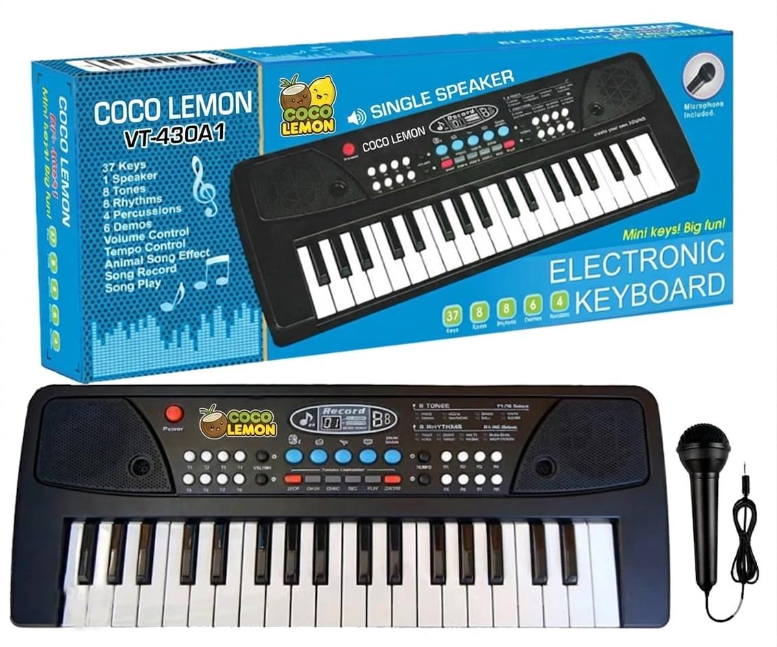 Kids Piano Keyboard with Mic (1 Year Warranty) 37 Keys 8 Rhythms 8 Tones 6 Demos Portable Electronic Keyboard Toy Beginners Educational Songs Recording Musical Toys 2 3 4 5 Years Boys Girls-image-42