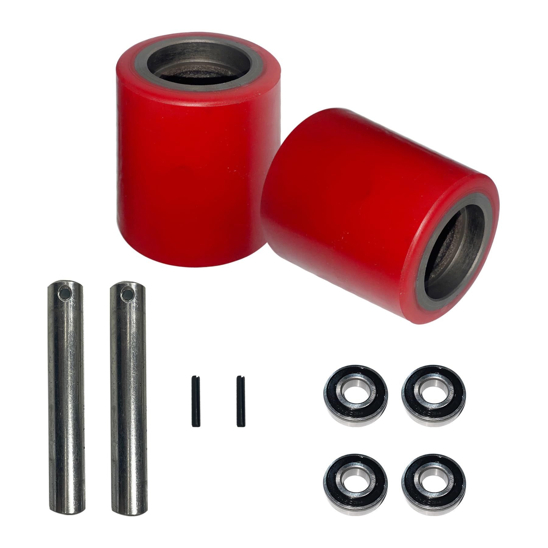 APOLLOLIFT 2PCS Pallet Jack Truck Load Wheels, 3" x 3.7" with Bearings ID 0.78inch, Red Pallet Jack/Truck Polyurethane Load Wheels A Pair