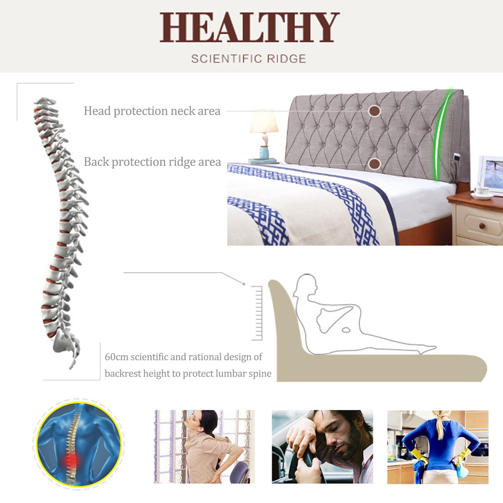 Cabecero Cama Funda Cojín para Respaldo De Cama, Cabeceros Cubierta, Tela De Lino De Algodón Espesar Cabecero De Cama Funda Protectora A Prueba De Polvo Decorativa,Blue1-185x60cm