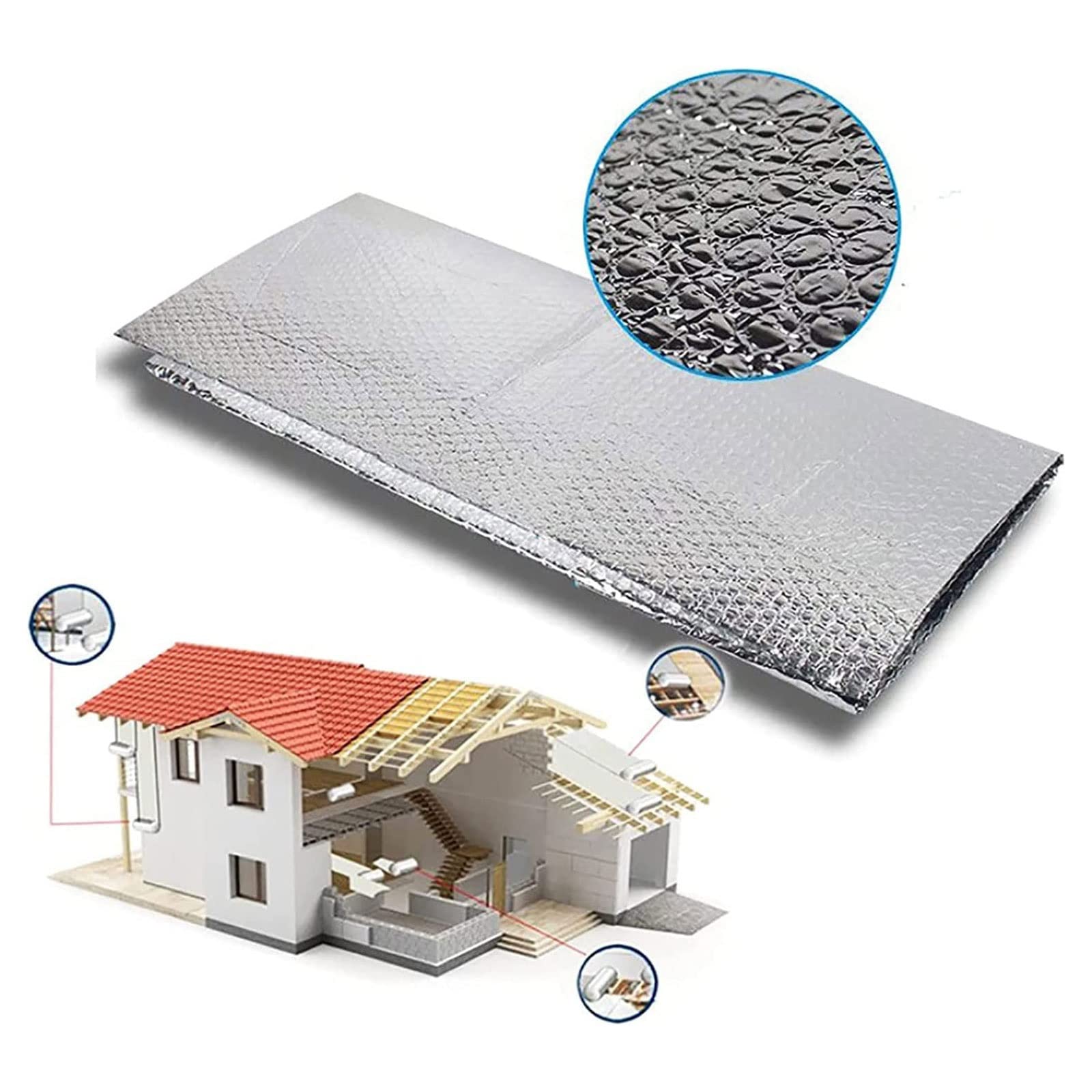 Autoadesiva Isolante Riflettente Pannello Termoriflettente in Polietilene per Caloriferi, Isolamento Termosifoni Termico per Porta Garage Tetto (Color : 1x10m)